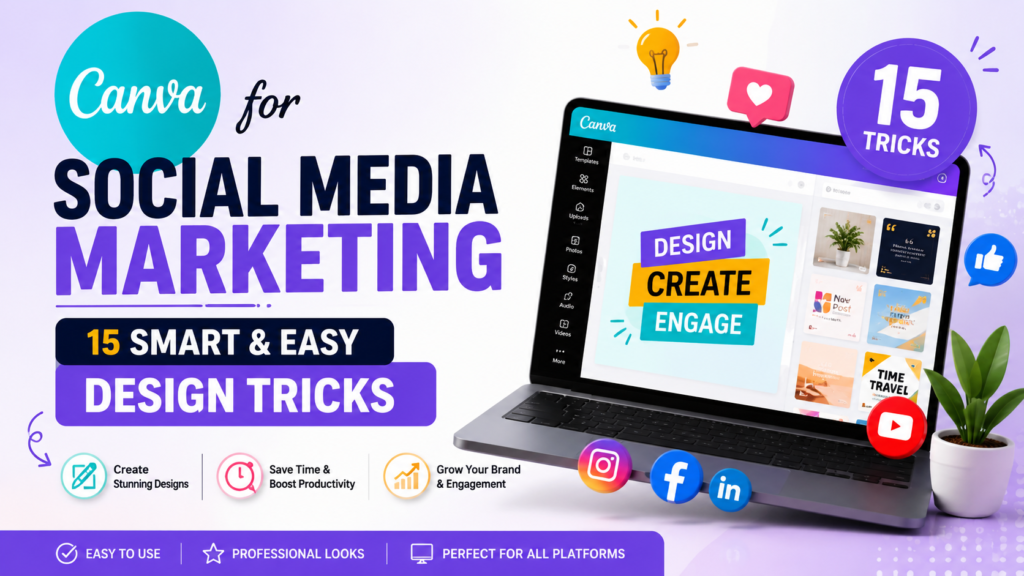 Canva for Social Media Marketing with 15 smart and easy design tricks for creating engaging social media content and growing your brand