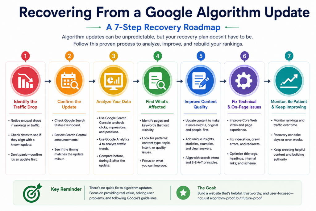 7-step roadmap for recovering from a Google algorithm update and improving website rankings