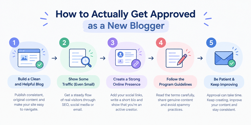 How to Get Approved as a New Blogger Five steps to get approved for affiliate programs as a new blogger
