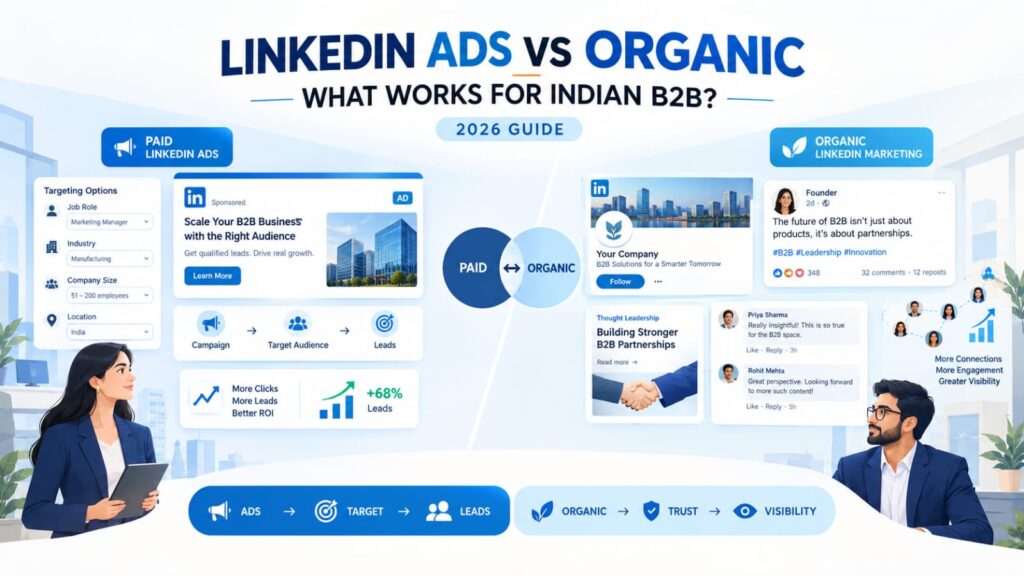 LinkedIn Ads vs Organic comparison for Indian B2B businesses in 2026