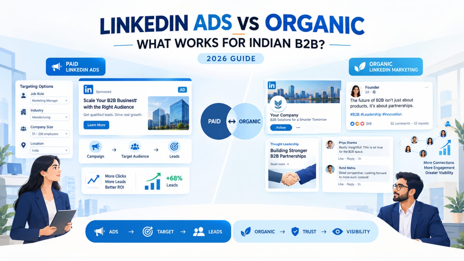 LinkedIn Ads vs Organic comparison for Indian B2B businesses in 2026