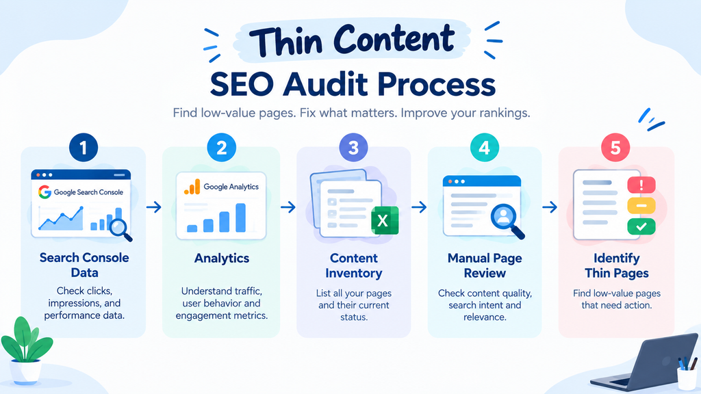 Thin content SEO audit process for identifying low-value pages