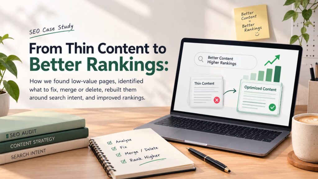 Thin content SEO case study showing optimized content and better rankings