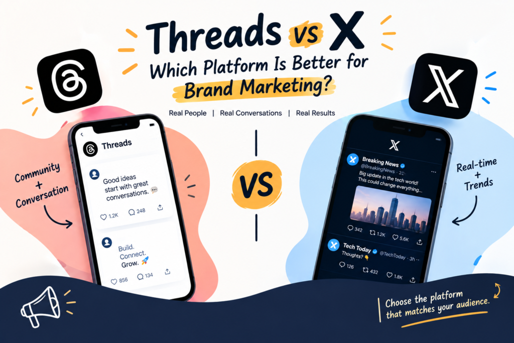Threads vs X comparison for brand marketing