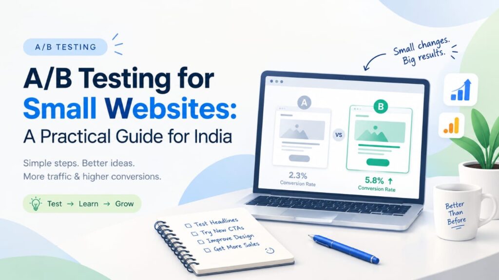 A/B testing for small websites comparing two webpage versions to improve conversions